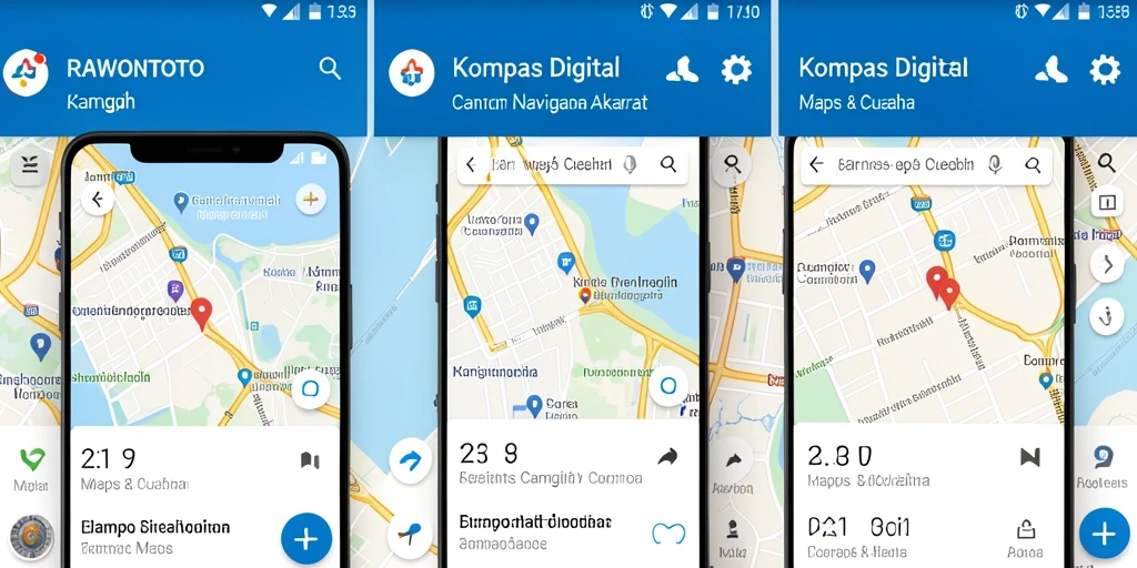 Antarmuka RAWONTOTO menampilkan kompas digital yang modern dan fungsional.