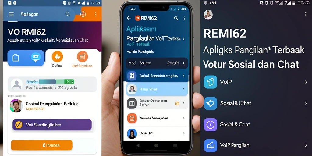 Tampilan antarmuka aplikasi REMI62 untuk panggilan VoIP yang intuitif.