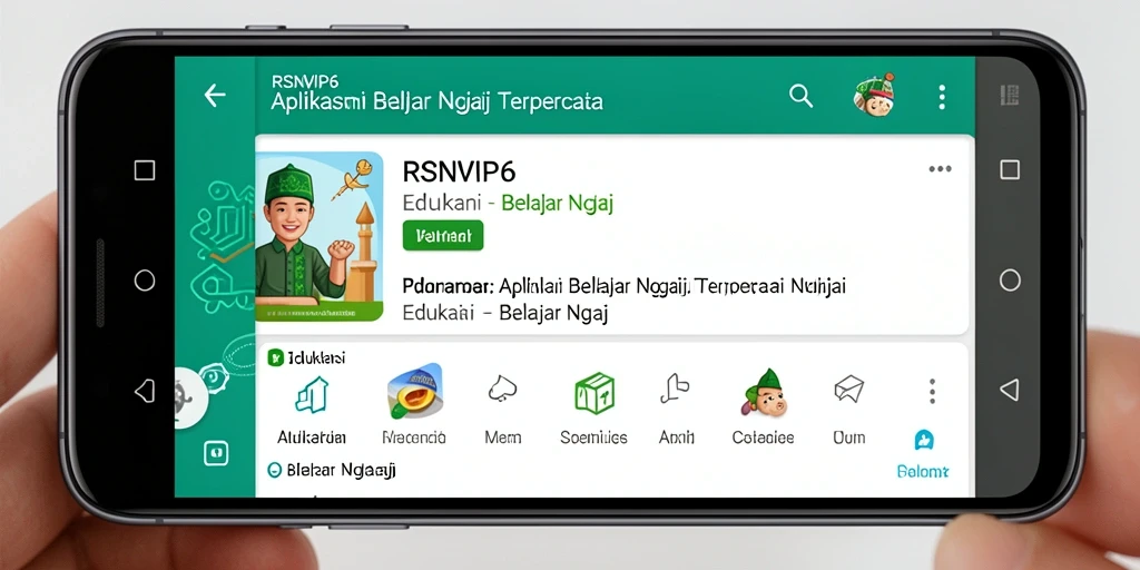 Tampilan antarmuka aplikasi RSNVIP6 untuk Belajar Ngaji yang interaktif.